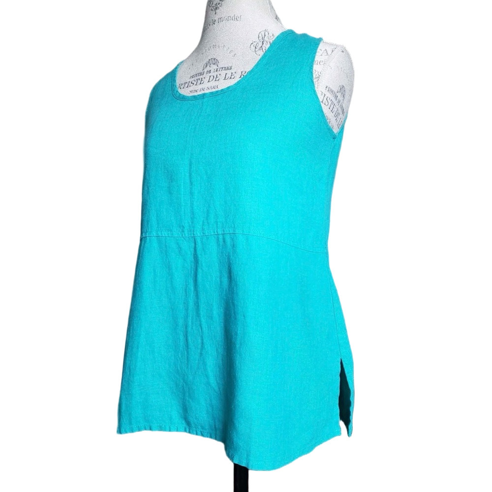 Flax 100% Linen Sleeveless Top - Teal